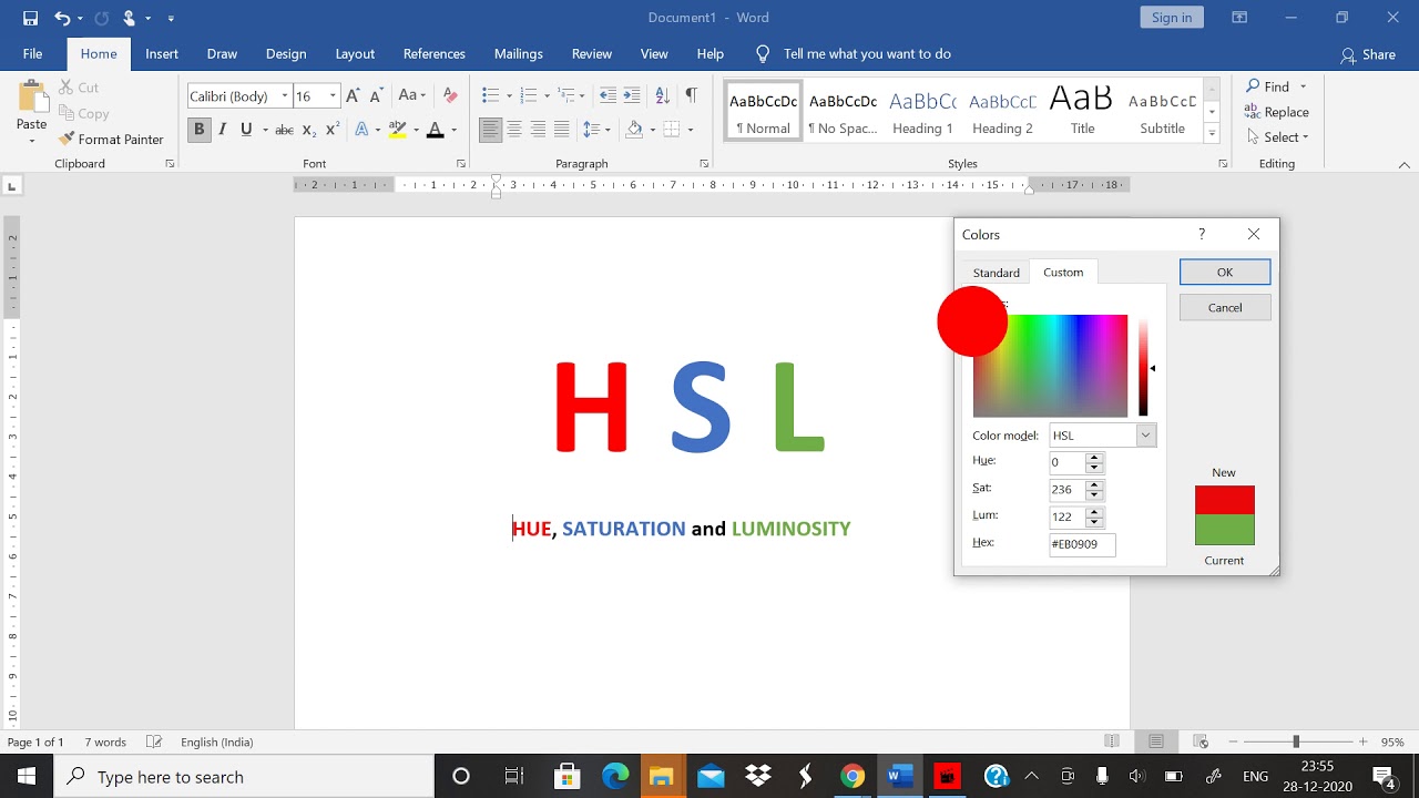 Hue, Saturation and Luminosity Explained