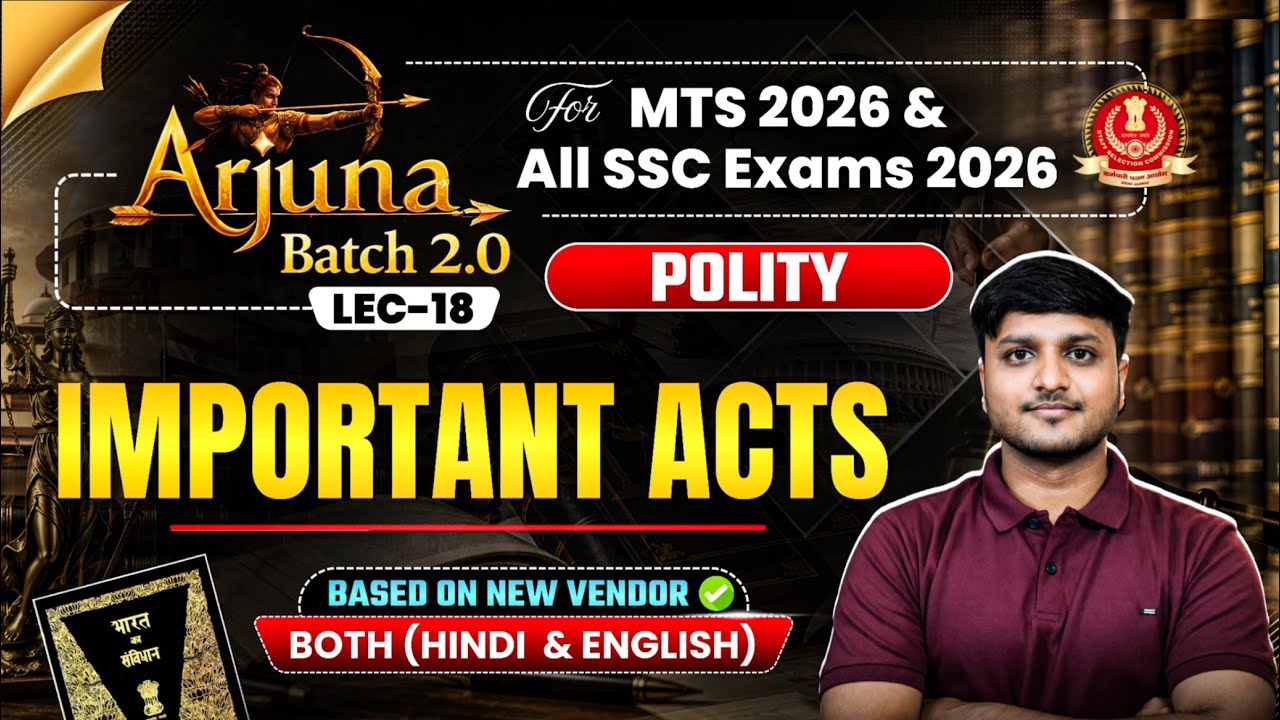 Important Acts For SSC MTS 2026 & All SSC Exams 2026 | Polity Lec 18 | Arjuna Batch 2.0 