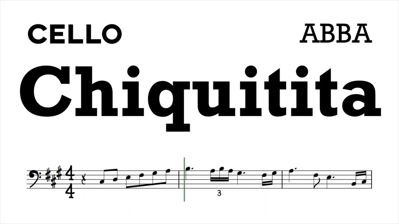 Chiquitita by ABBA Cello Sheet Music Backing Track Play Along Partitura