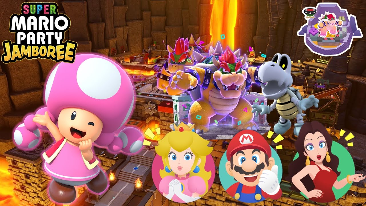 Super Mario Party Jamboree - Toadette vs Peach vs Mario vs Pauline - King Bowser's Keep
