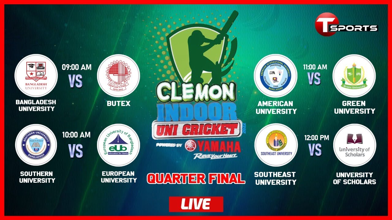 LIVE | Clemon Indoor Uni Cricket | Quarter Final |  Day - 6 | T Sports