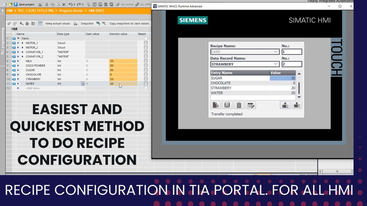 Recipe configuration in Siemens HMI | (TIA PORTAL)| Step by step Narrated by Rajesh Kumar