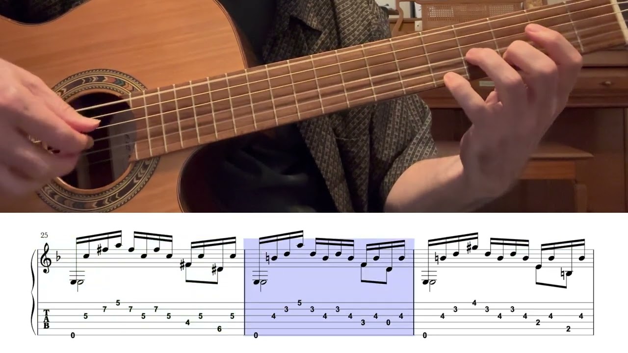 Prelude in C minor, BWV 999 (with guitar tab) - J.S. Bach
