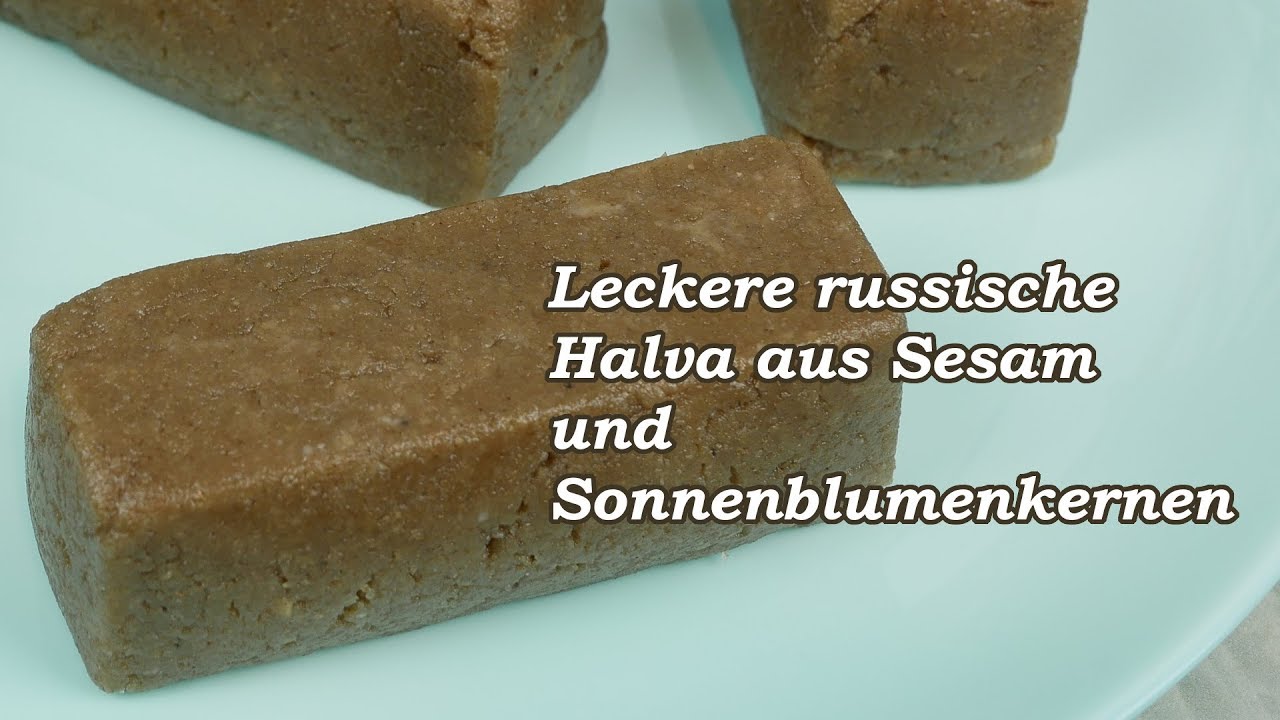 Leckere russische Halva aus Sesam und Sonnenblumenkernen