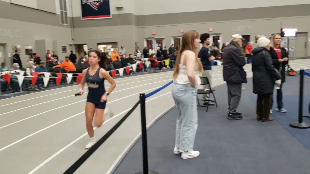 District 4D Indoor Track and Field Championship. James Wood high school. Peyton girls 4x400m
