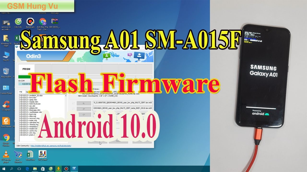 Flash Firmware file Samsung A01 SM-A015F Android 10 by Odin 3.14.4.