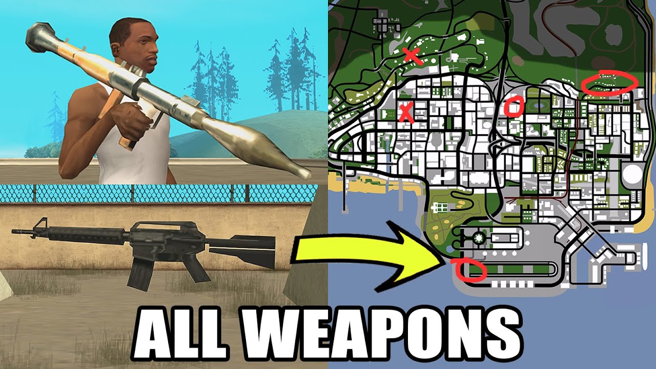 Как найти все места с оружием в Лос-Сантосе в GTA San Andreas (Руководство по скрытому оружию)
