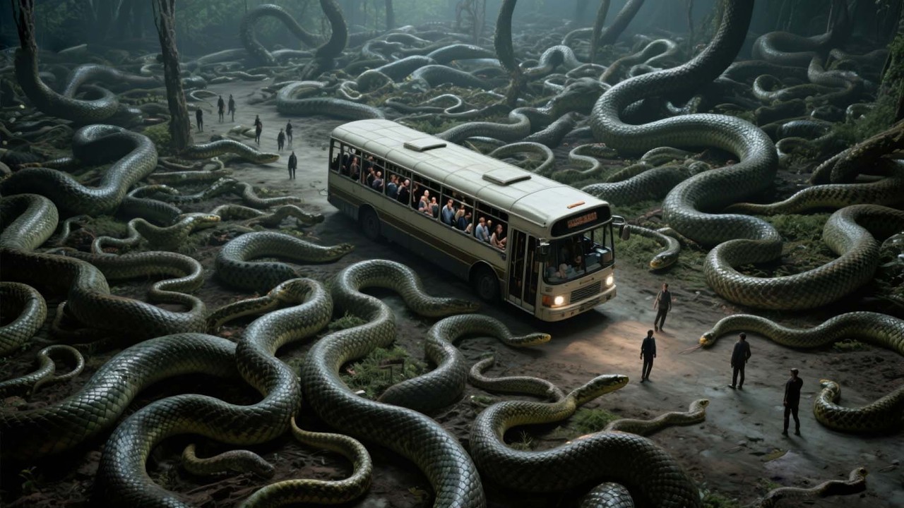 A bus carrying tourists entered the giant python's territory!【大蛇3龙蛇之战 Snake3】