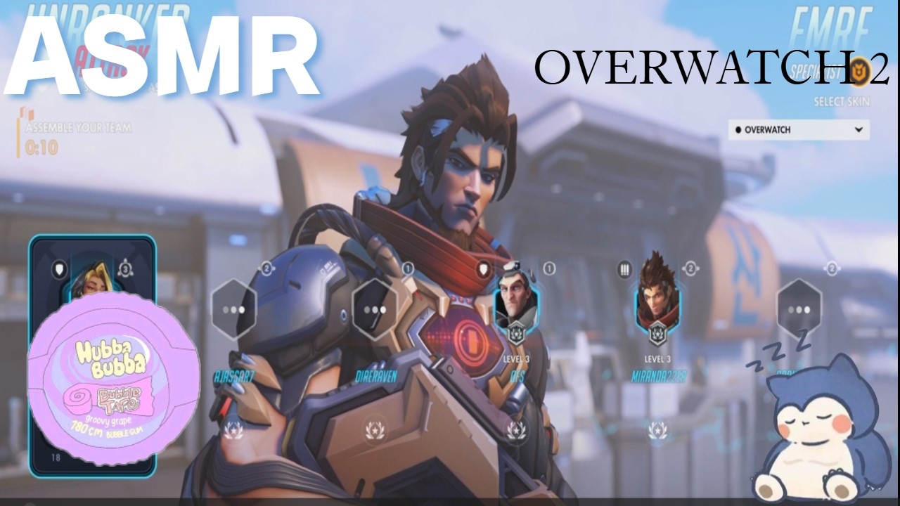 ASMR GAMING💤🪽||Playing overwatch 2, Playing as the new hero|| Gum chewing and mouth sounds||