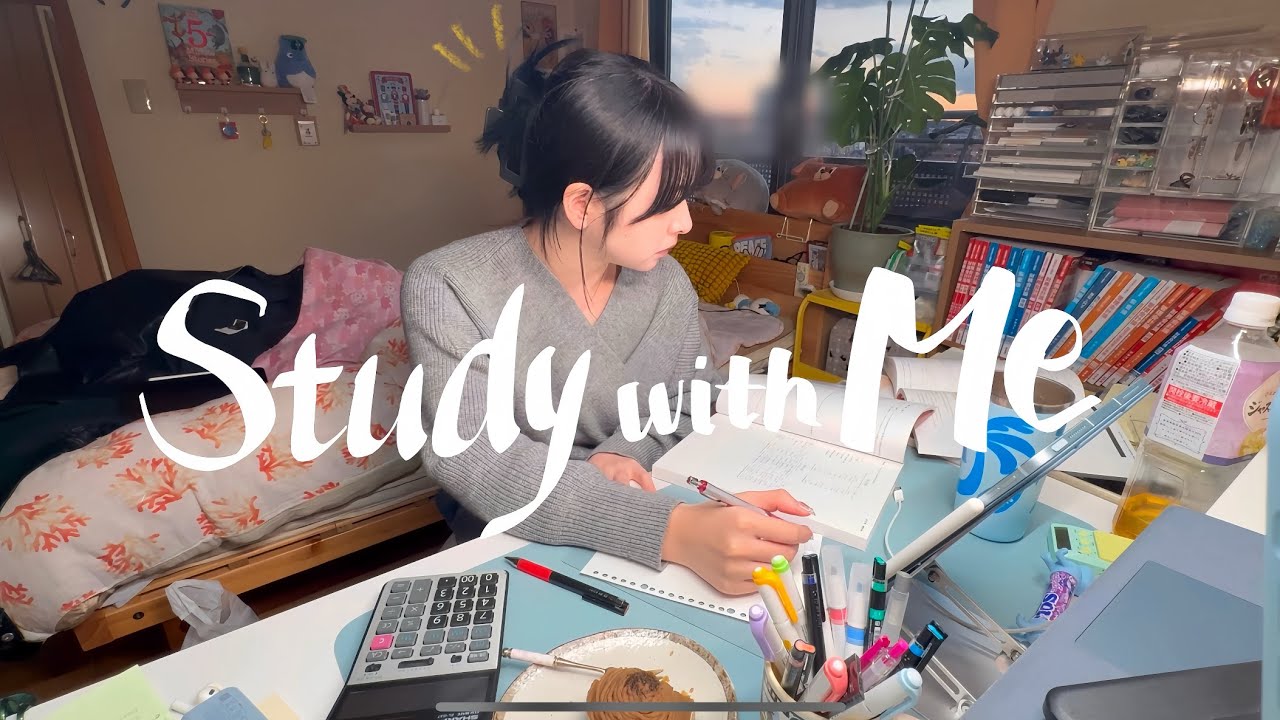 study with me  | おうちでカフェ気分🍩☕∗*ﾟ |好きなお菓子と飲み物を準備して一緒にお勉強しましょう！ | cafe bgm