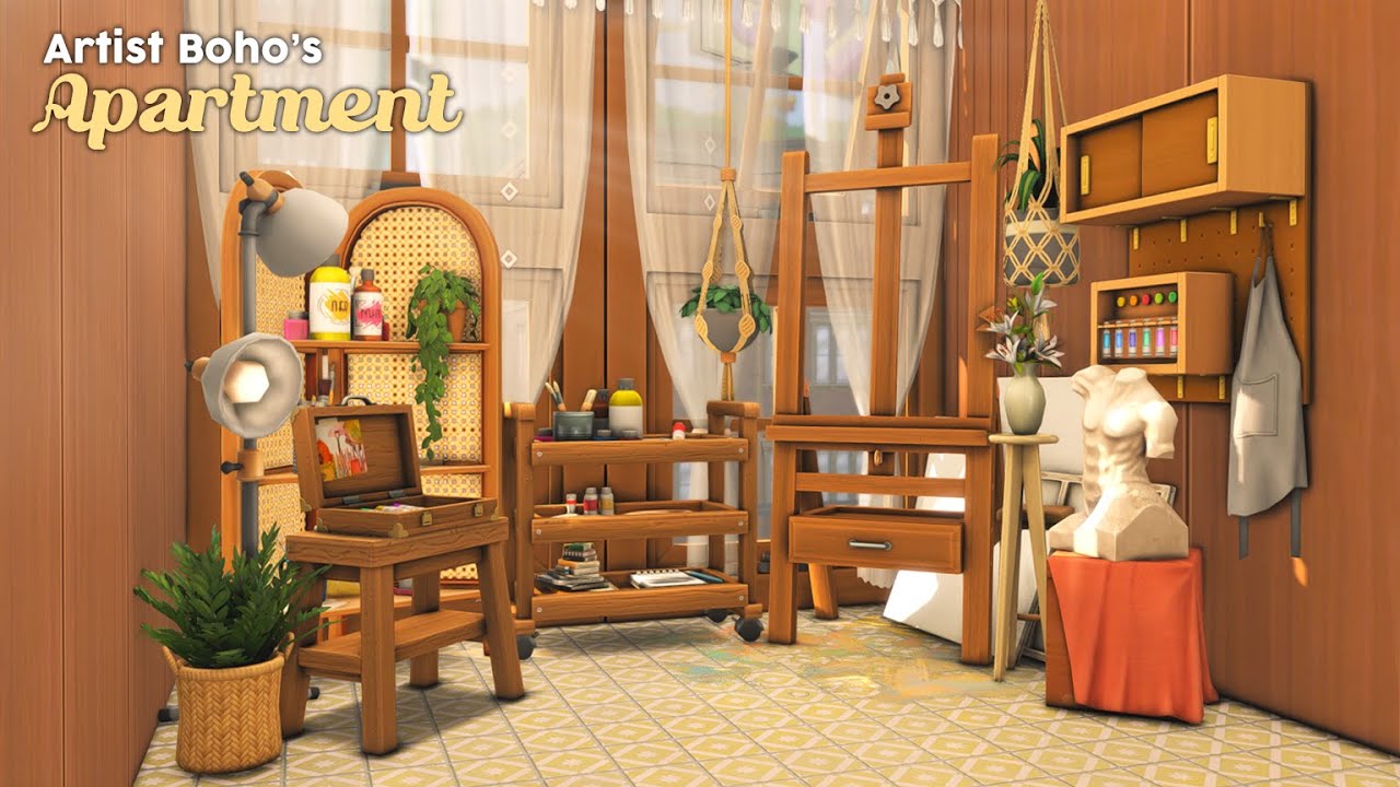 Artist's Boho Apartment 🪴🍂🏠 | The Sims 4 | Stop Motion Build | WITH CC