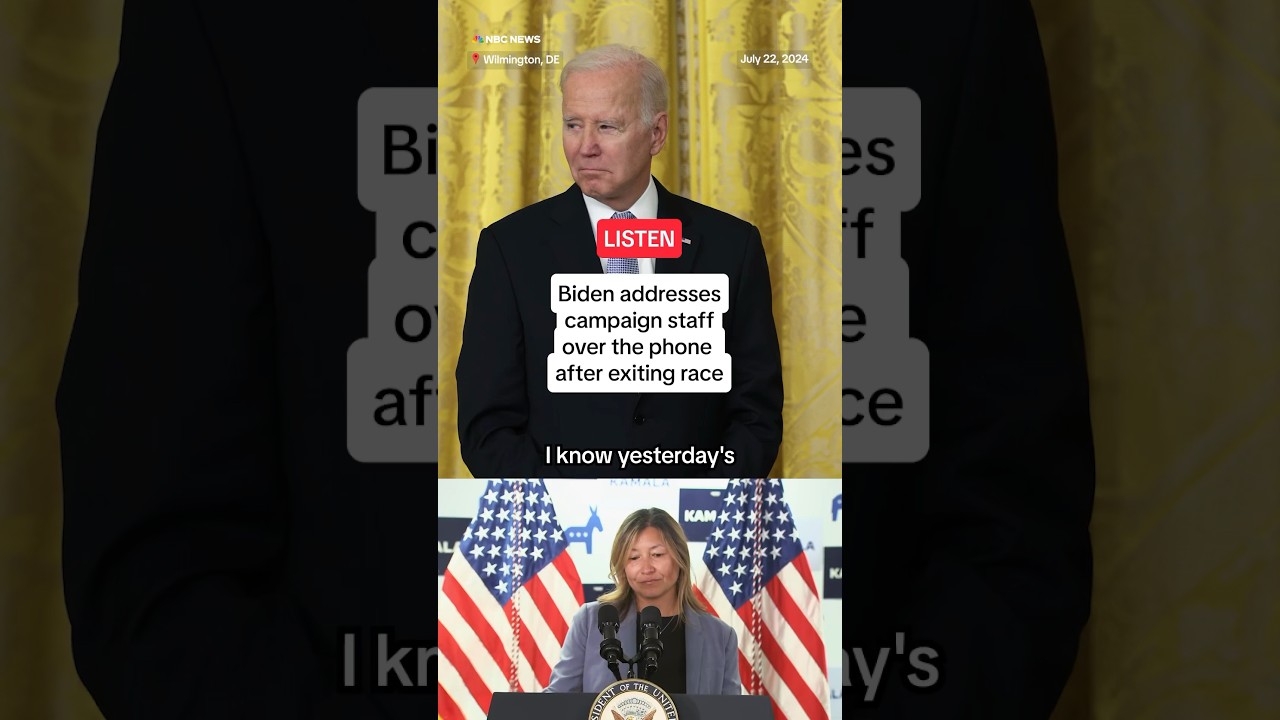 Biden addresses campaign staff over the phone after exiting race