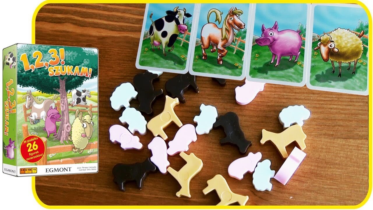 Gra 1-2-3 Szukam (od Egmont): Wesoła gra w Szukanie! 🐑🐎🐄🐖
