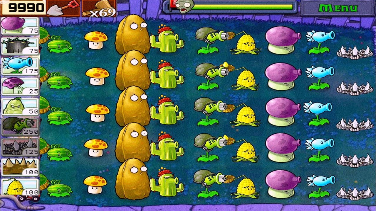 Plants vs Zombies • Survival Night Walkthrough • Plants vs All Zombies • Full HD [ 1080p ]