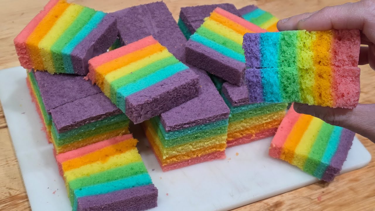 RESEP RAINBOW CAKE KUKUS SUPER LEMBUT DAN ENAK || BOLU KUKUS PELANGI || Cooking & Baking With Love