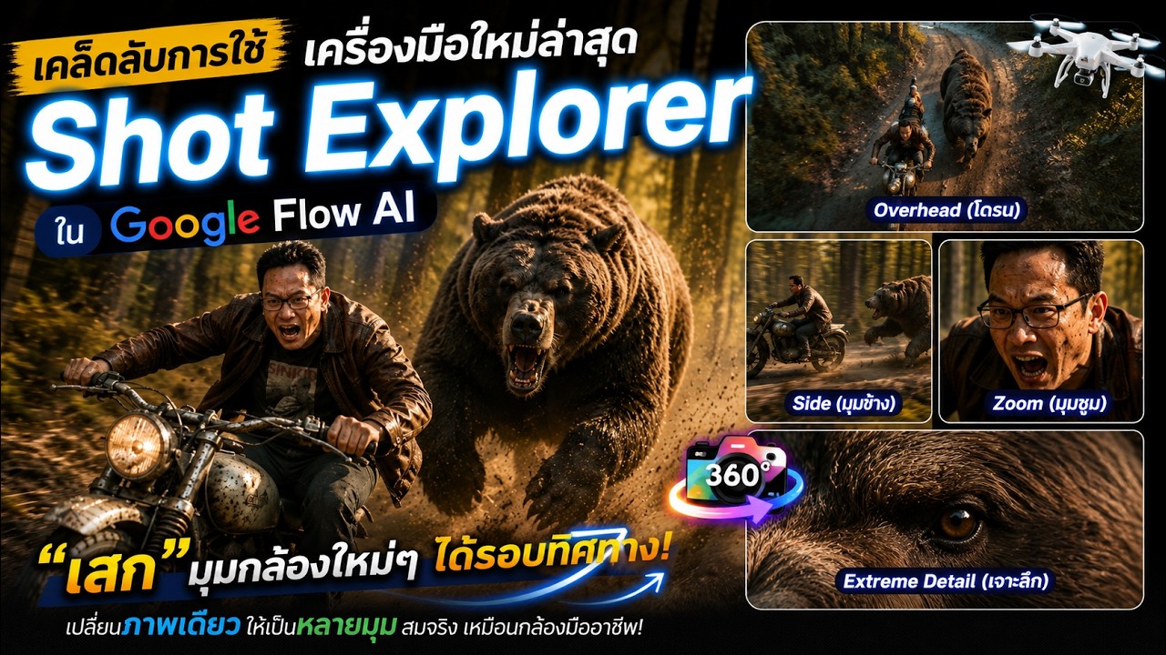 เปลี่ยนภาพเดียว เป็นมุมกล้อง 10 ทิศทาง! ด้วยฟีเจอร์ลับ Shot Explorer ใน Google Flow AI