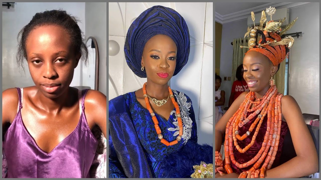 SOFT EYELOOK FOR MY EDO BRIDE TURNED EGUN(lagosian)|proper bridal skin prep for Longlasting makeup
