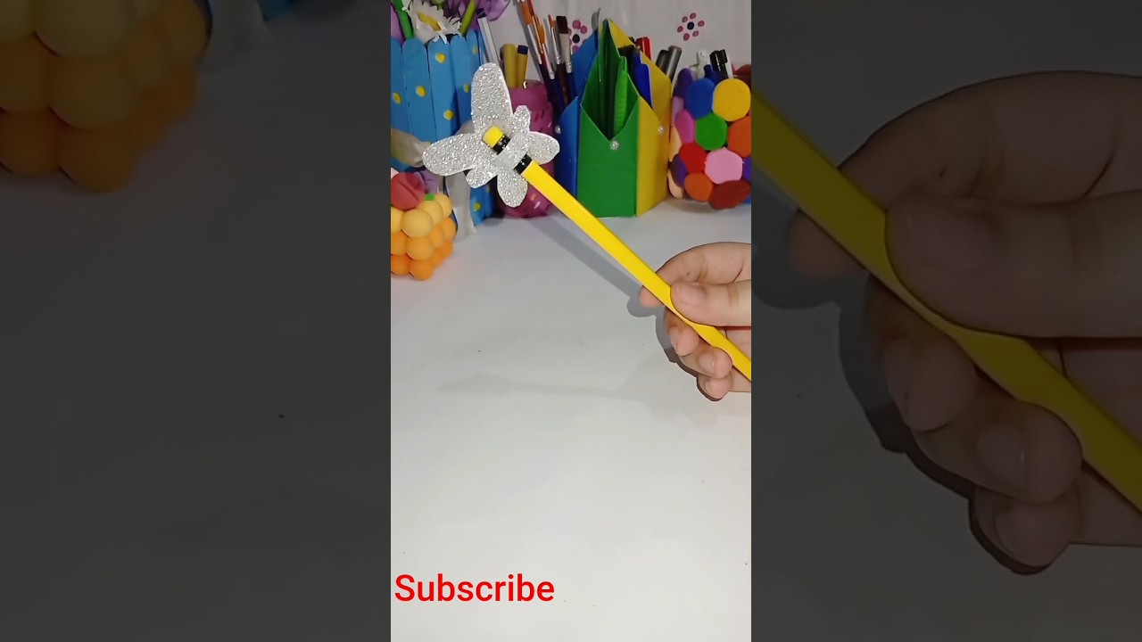 DIY easy pencil topper #diy #art #craft #handmade #youtube #youtubeshorts #shorts