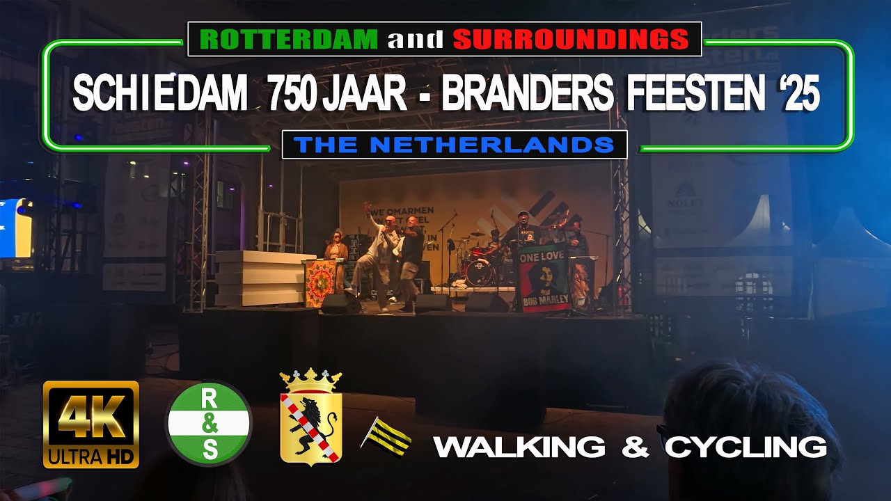 (4K) SCHIEDAM 750 JAAR '25 - BRANDERS FEESTEN (The Netherlands) Walking and Cycling