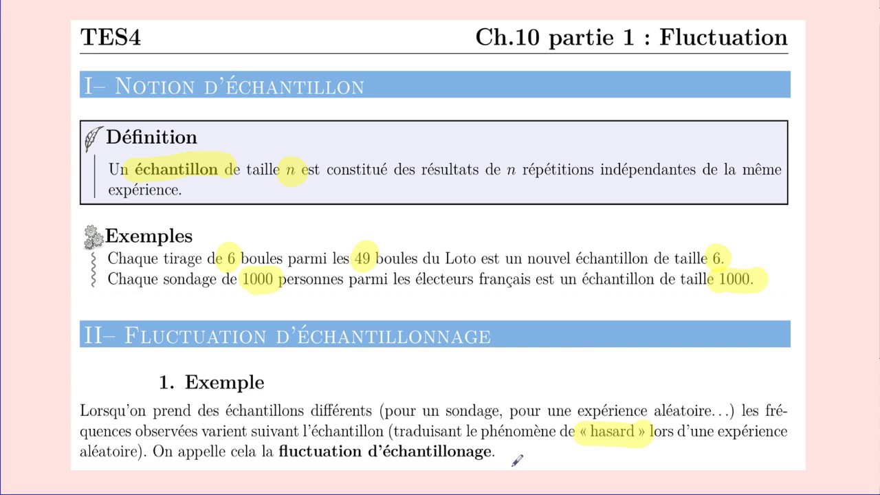 Terminale ES : Fluctuation d'échantillonnage