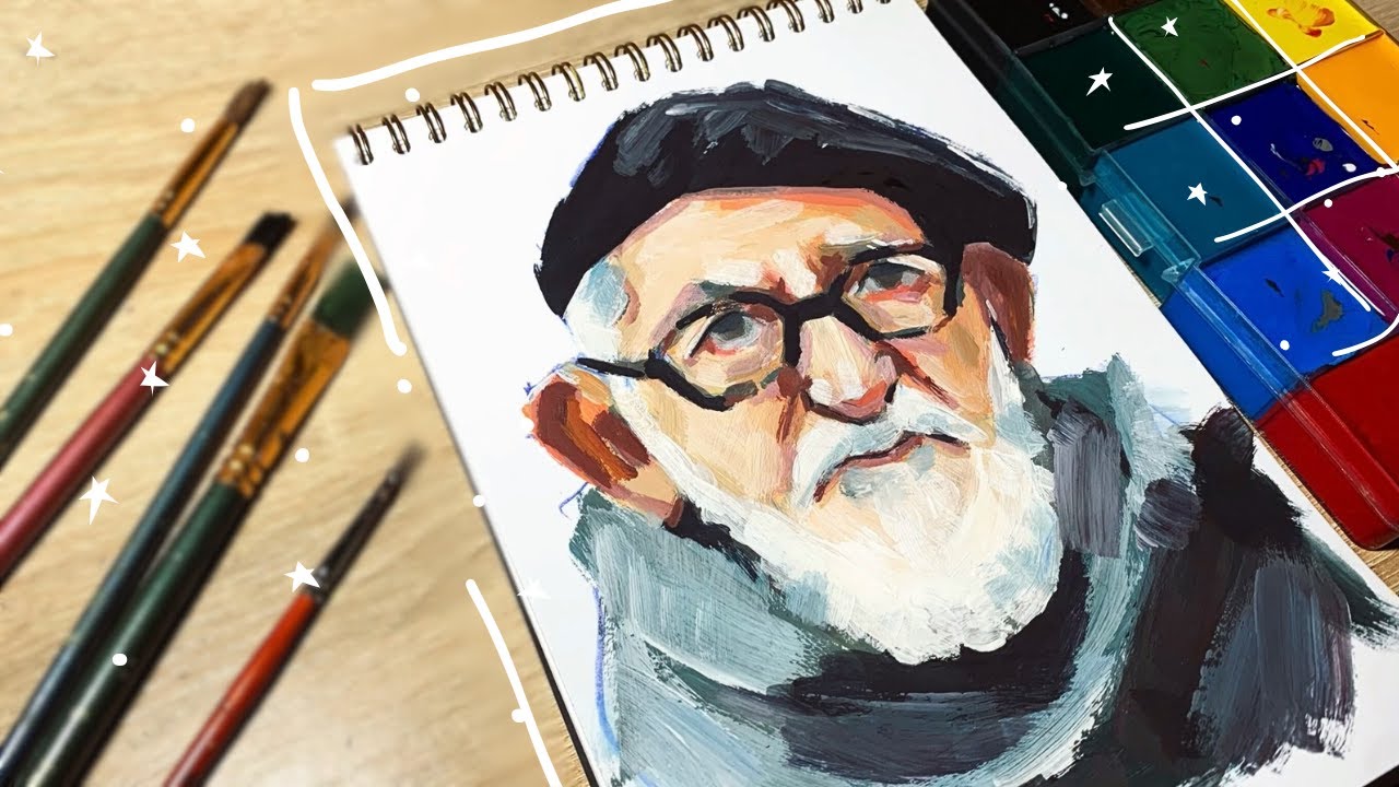 Как нарисовать портрет гуашью ⋆｡°✩ Практика гуаши