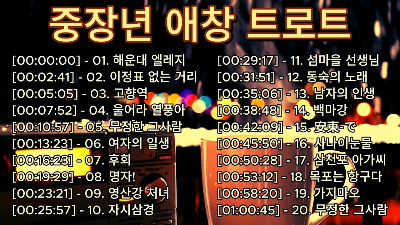 🎧 중장년 애창 트로트 │ 해운대 엘레지·고향역·사나이눈물·동백아가씨 외 인생의 희로애락을 담은 정통 트로트 30곡 연속듣기 감성 명곡 컬렉션