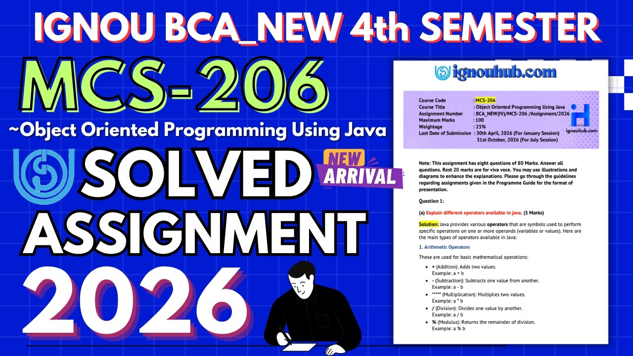 MCS-206 SOLVED ASSIGNMENT Jan-26/July-26 | IGNOU BCA_NEW 4TH Semester Solved Assignment 2026 | IGNOU
