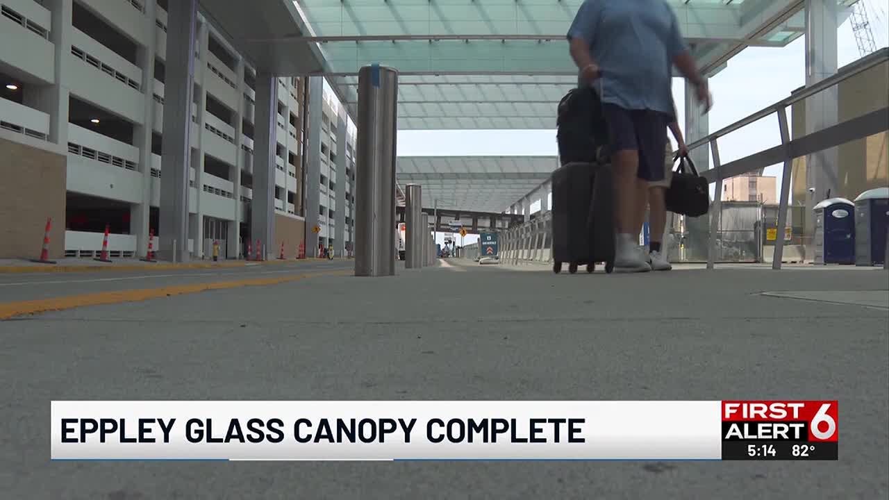 Eppley Airport's new glass canopy complete