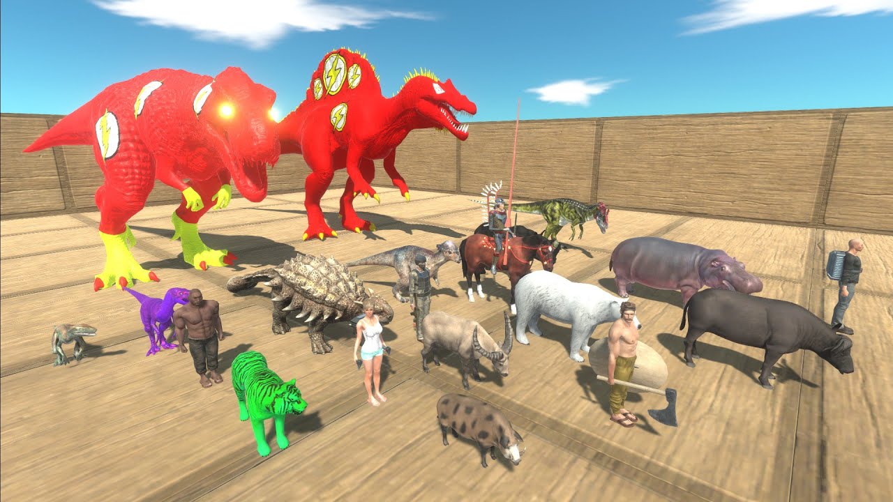 Escape from FLASH T-REX & FLASH SPINOSAURUS - Animal Revolt Battle Simulator Escape from Monster