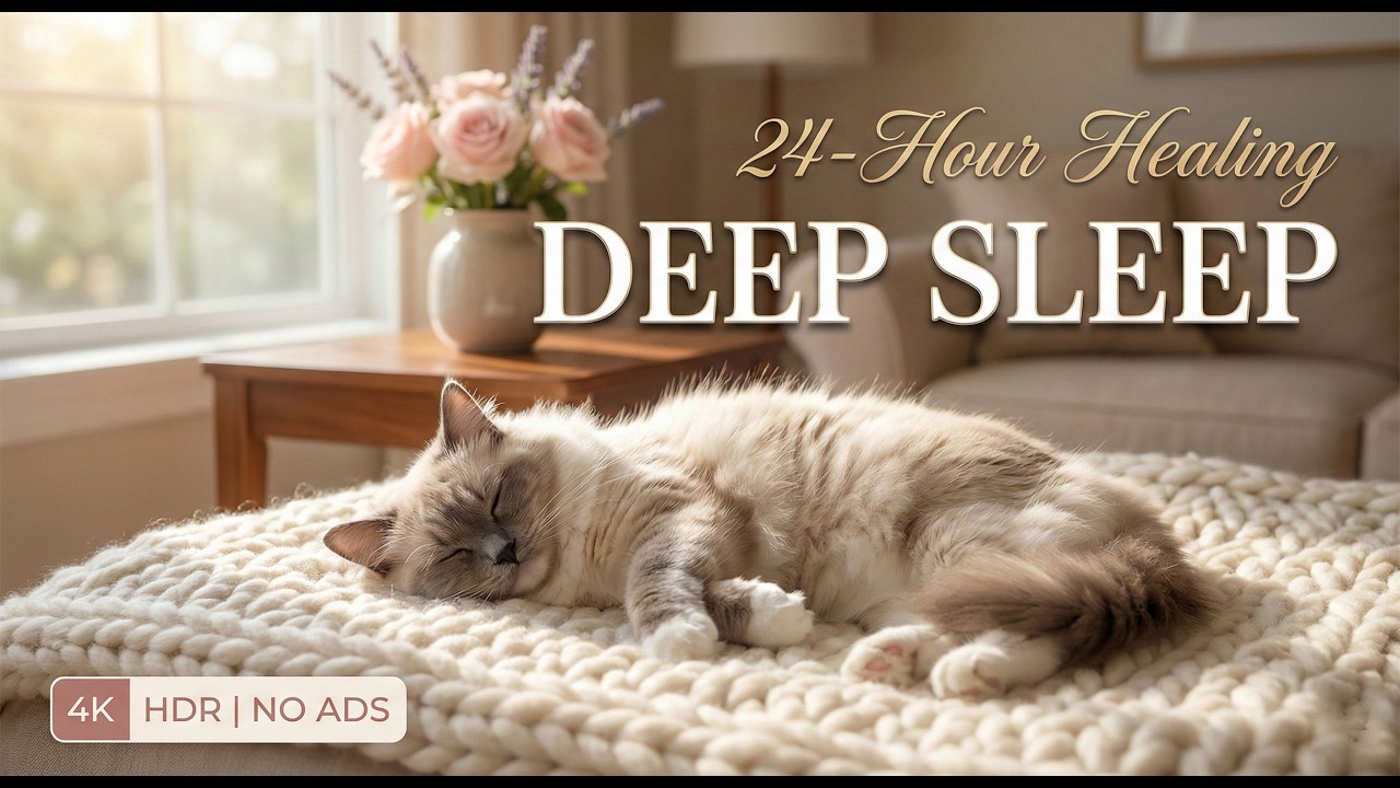 24 часа Музыка для сна для кошек 🐈🌹💝 Музыка для снятия тревожности для кошек ♬ Музыка для сна #ca
