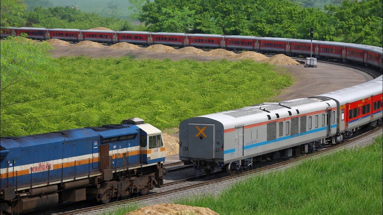 WDP4D DIESEL ENGINE COUPLING LHB Express Trains | Bumpy Curves Railroad Tracks 