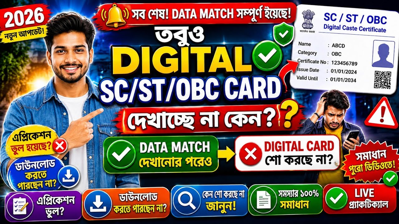 Data Match Complete! তবুও Digitally Singed SC,ST,OBC দেখাচ্ছে না কেন? | সম্পূর্ণ  জানুন | SC,ST,OBC