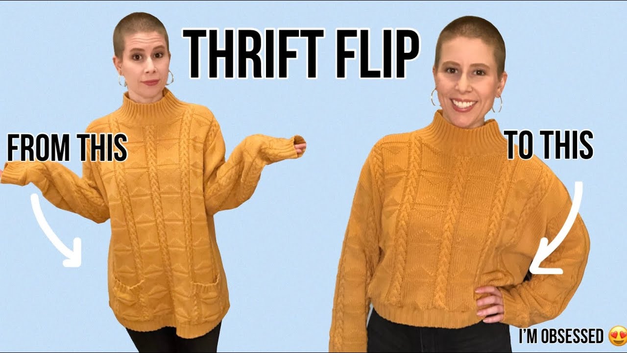 Cropping a Knit Sweater | How to Upcycle a $2 Sweater | DIY Thrift Flip