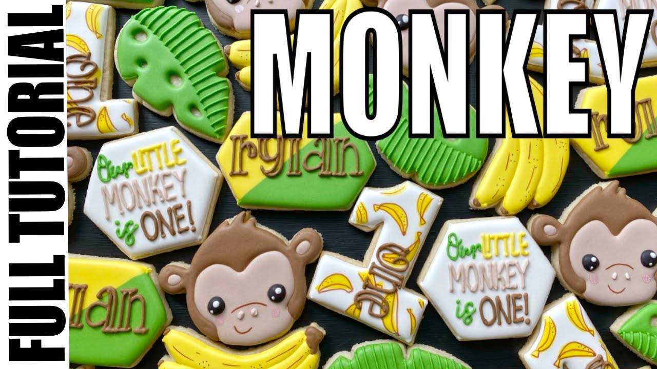 COOKIE DECORATING TUTORIAL // Monkey Birthday Sugar Cookies