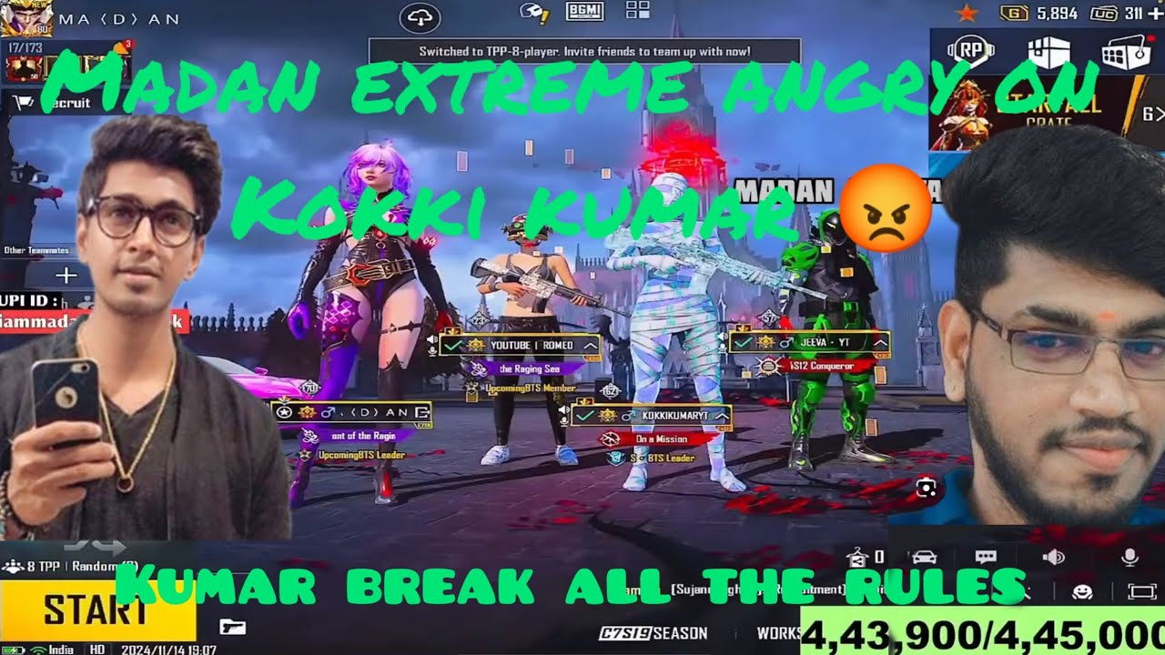 madan extreme angry on kokki kumar 😡||break all the rules|| #madan #bts#botsquad #pubgmobile #bgmi