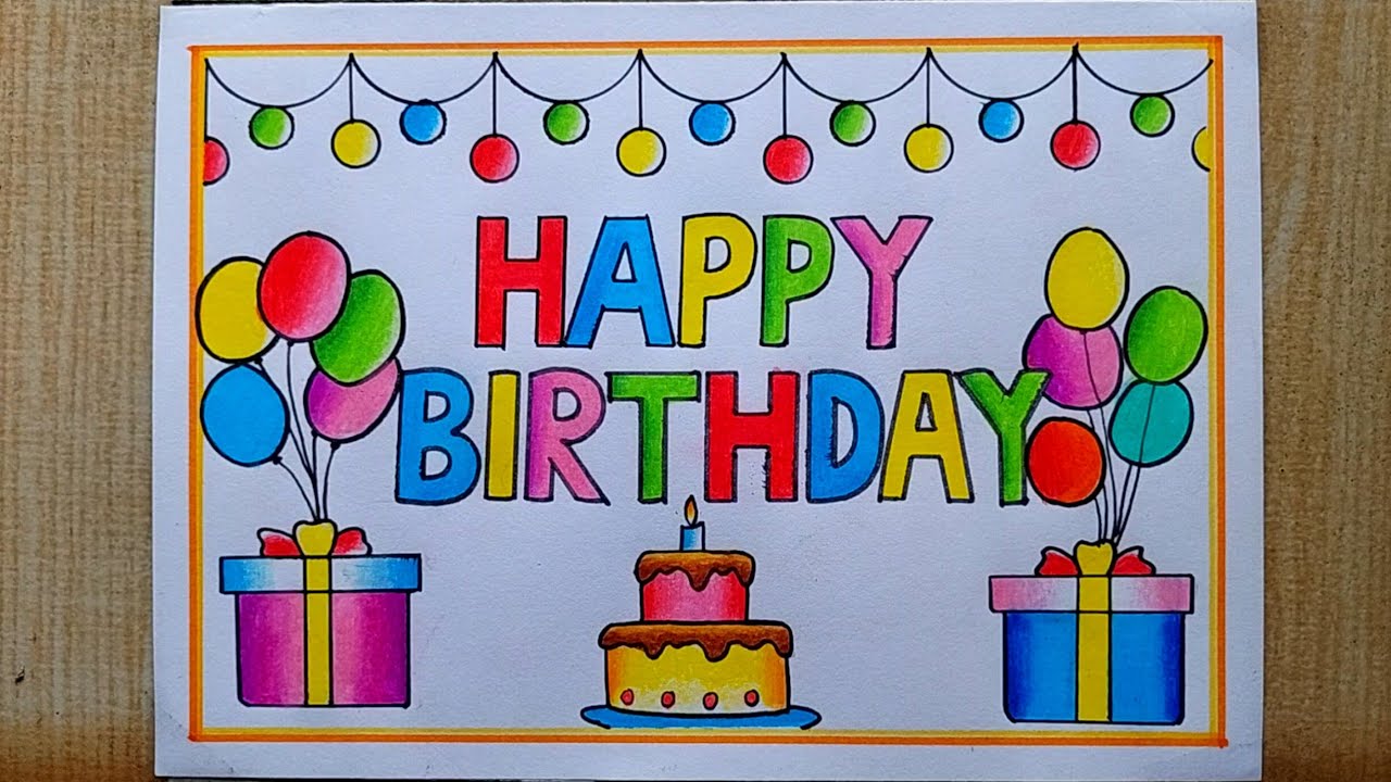 Happy Birthday Card Drawing| Beautiful 😍 Birthday Card drawing| Happy Birthday Cake drawing easy