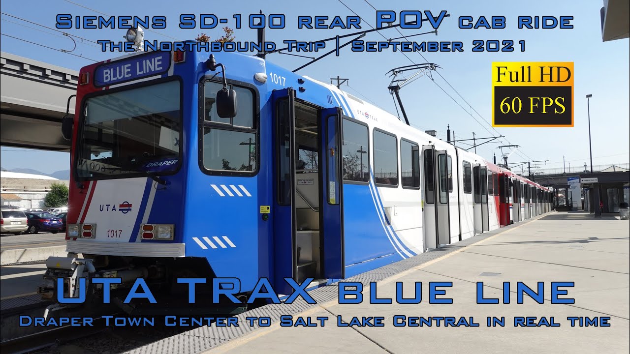 UTA TRAX Blue Line | Rear POV Cab Ride | The Northbound Trip | Draper to SLC | Siemens SD-100