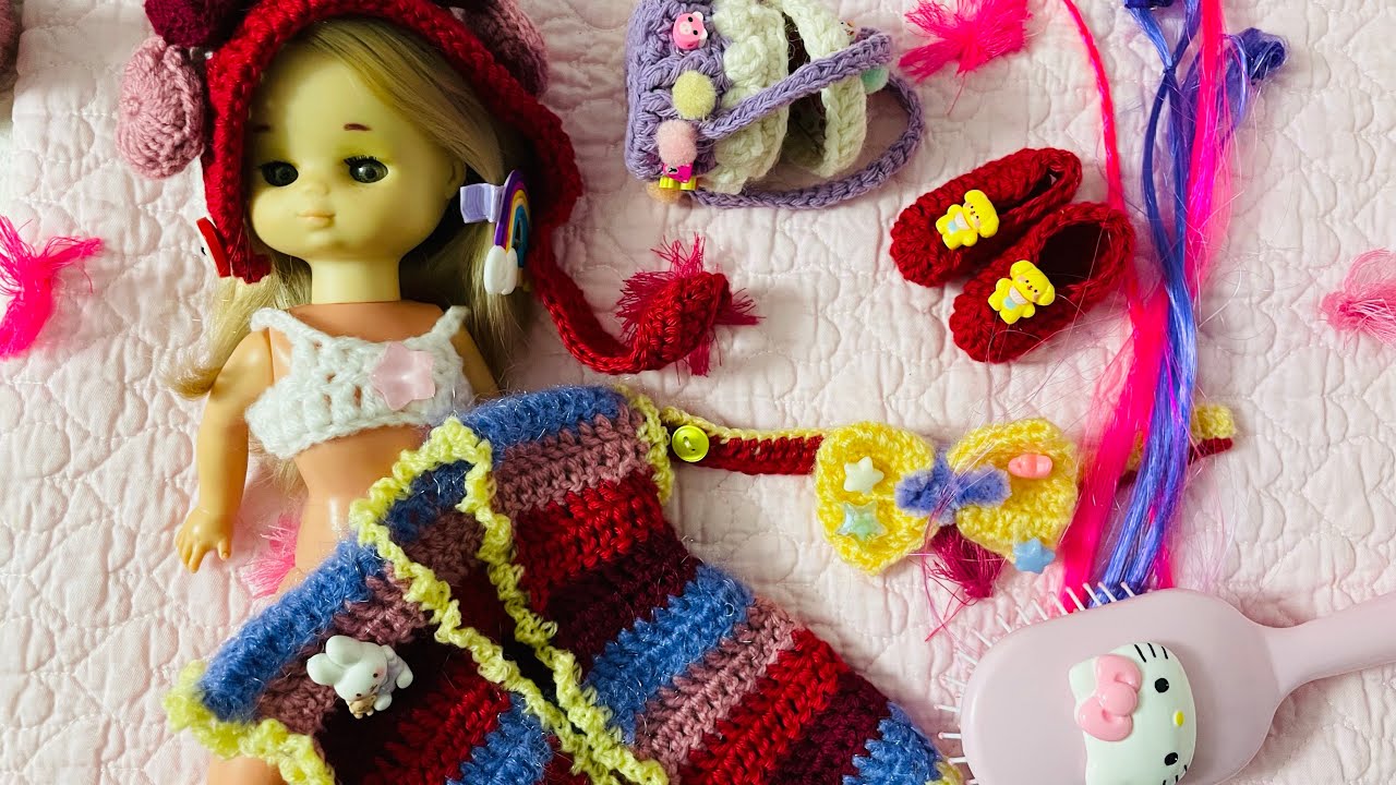 Look 8 de crochet para muñecas Nancy.🎀Un kimono muy mono!!!#kawaii #ganchillo #crochet 