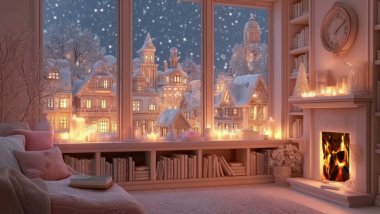 🔥 Blizzard Storm Sounds | Cozy Cabin Interior Night Fire | 3 Hours Calm Focus Meditation Sleep Relax