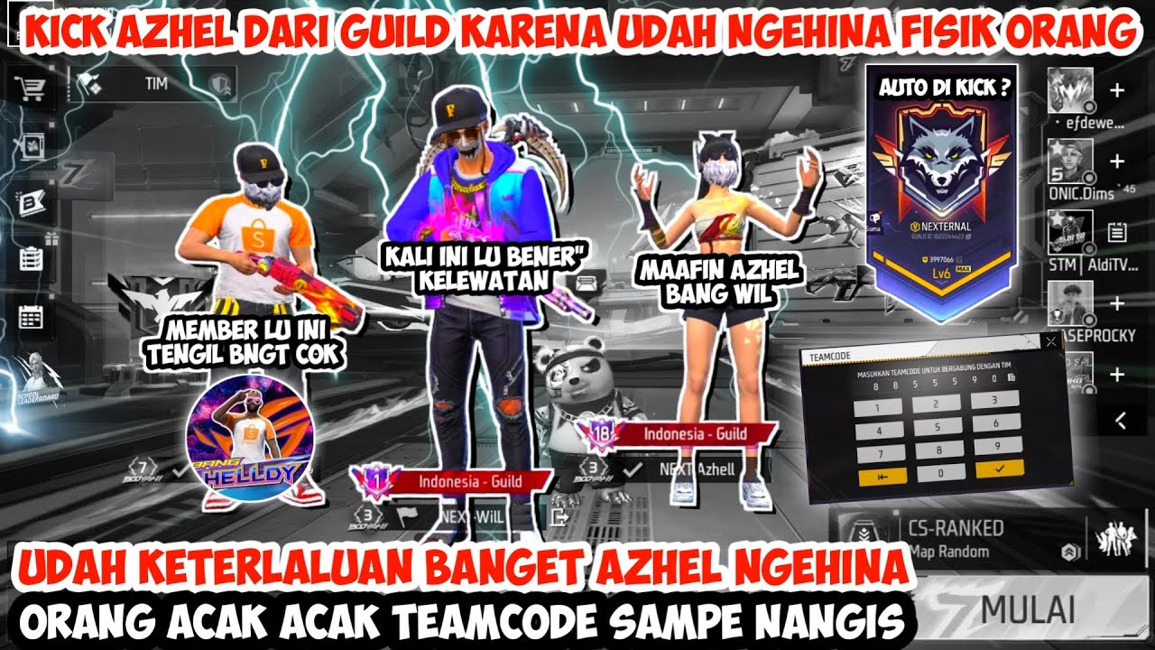 AZHEL UDAH PARAH BANGET NGEHINA ORANG ACAK TEAMCODE BG HELDY LANGSUNG GW KICK DARI GUILD BIKIN MALU😱