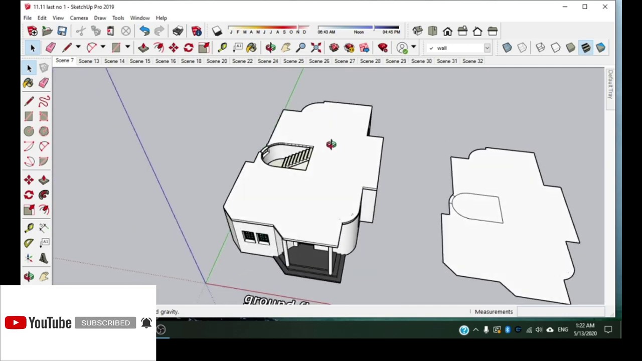 Learn Sketchup (part10) How to make slab by sketchup  تعليم اسكتش اب للمبتدئين كيفية عمل بلاطة السقف