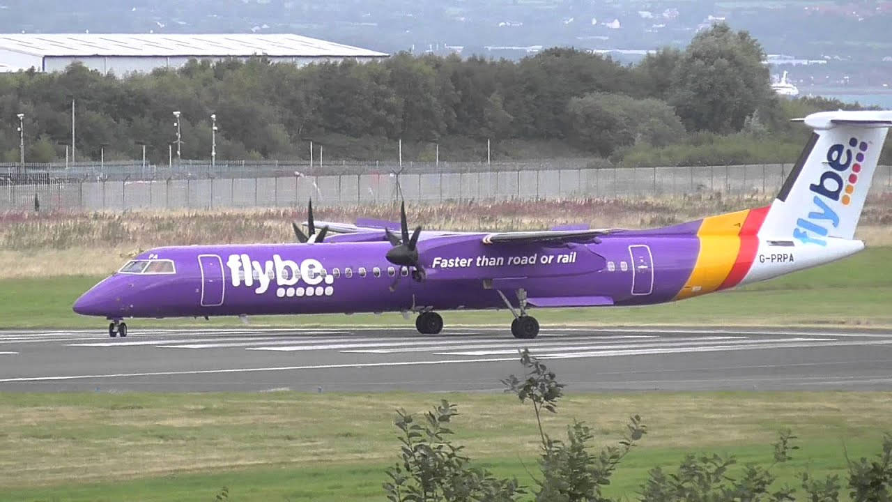 PURPLE FLYBE G-PRPA take off from George Best City Airport