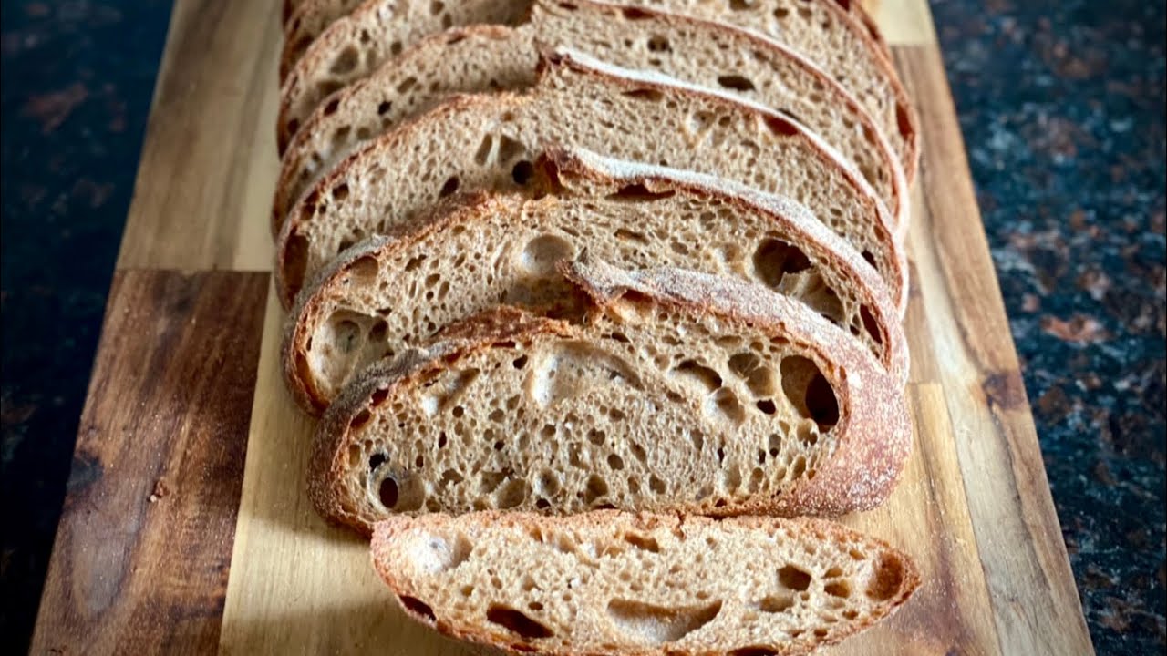 100% Whole Wheat Poolish Artisan Bread / 통밀 100% 풀리쉬 아티산 브레드 (CC/자막)
