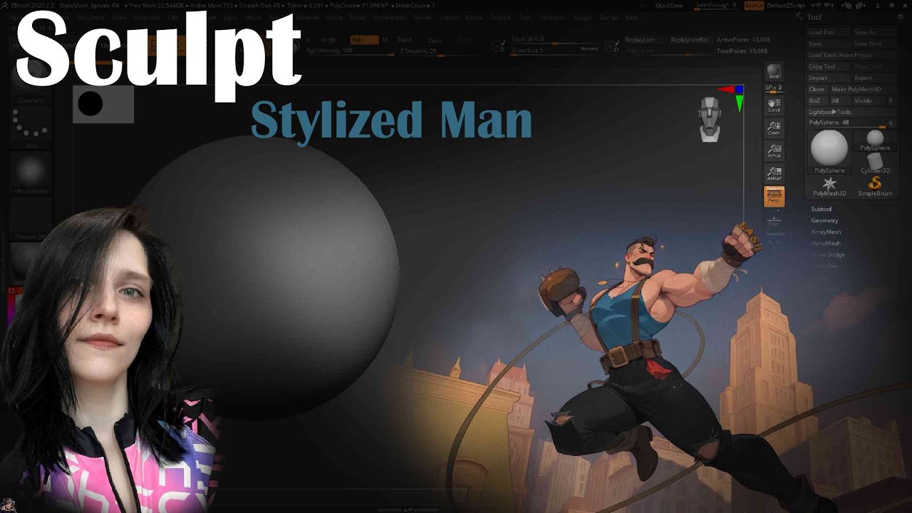 Работаем с руками и делаем перчатки | Stylized man - Lash #11 (Zbrush)