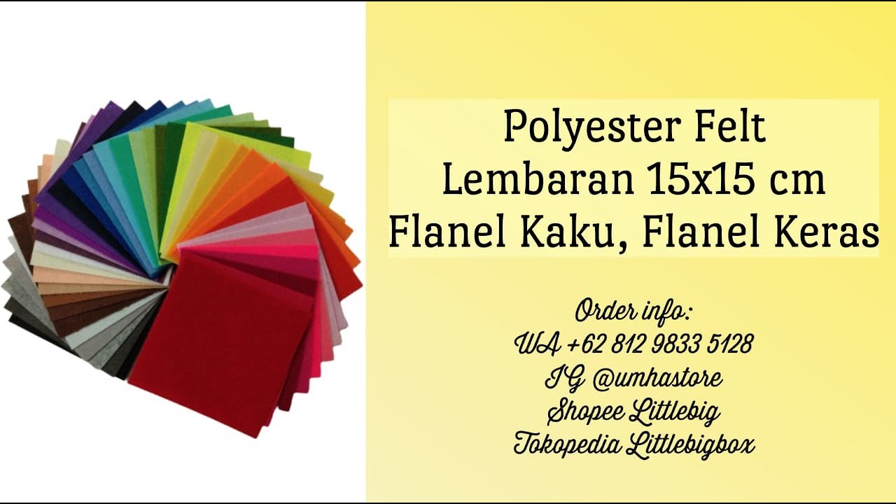 Hard Felt 15x15 | Non Woven Polyester Felt | Kain Flanel Busy Book | Bahan Kraft & Jahit #1