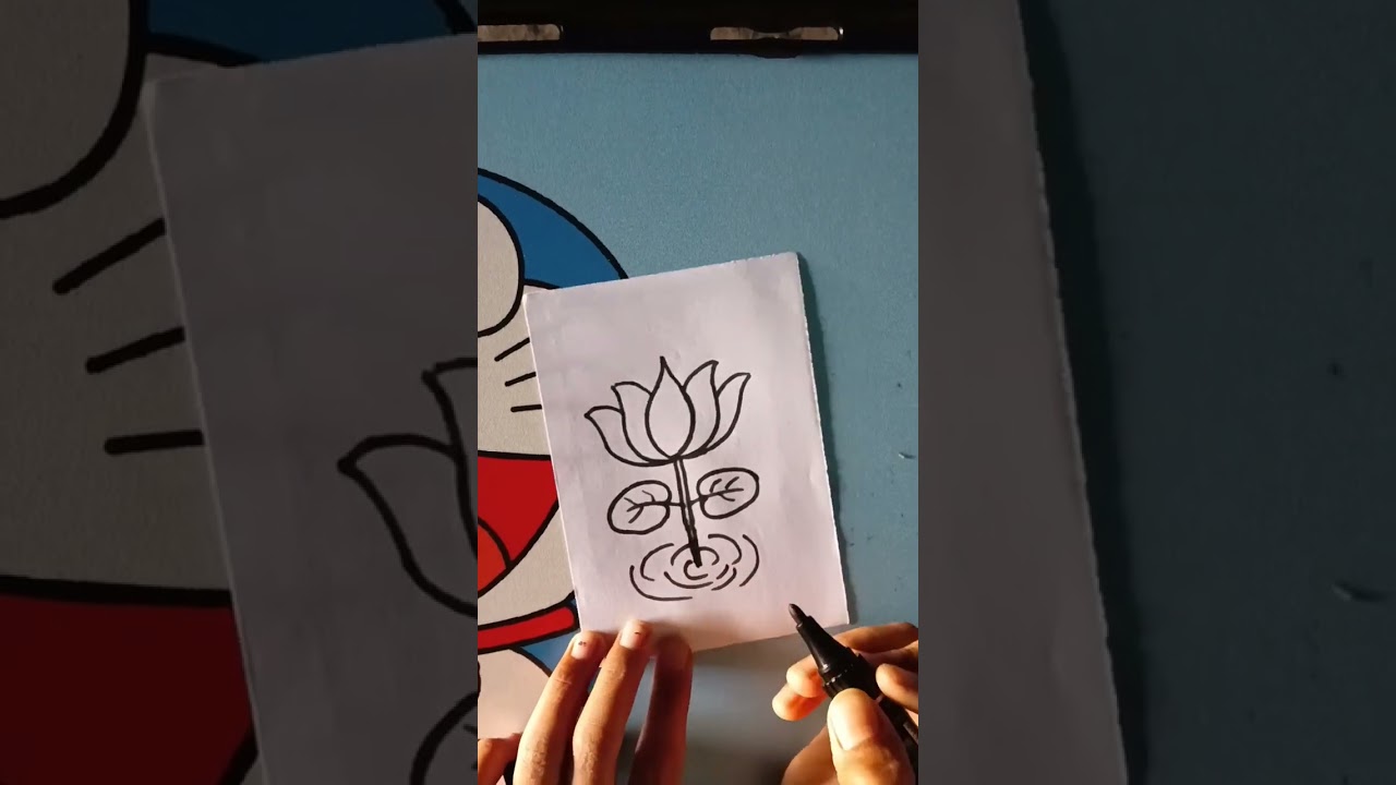 how to draw a easy Lotus flower #artandcraft #shortvideo #viral #viralvideo