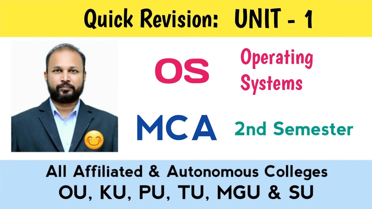 OS  Unit 1 Quick Revision MCA 2nd Semester II Sem Operating Systems OU KU TU PU MGU SU