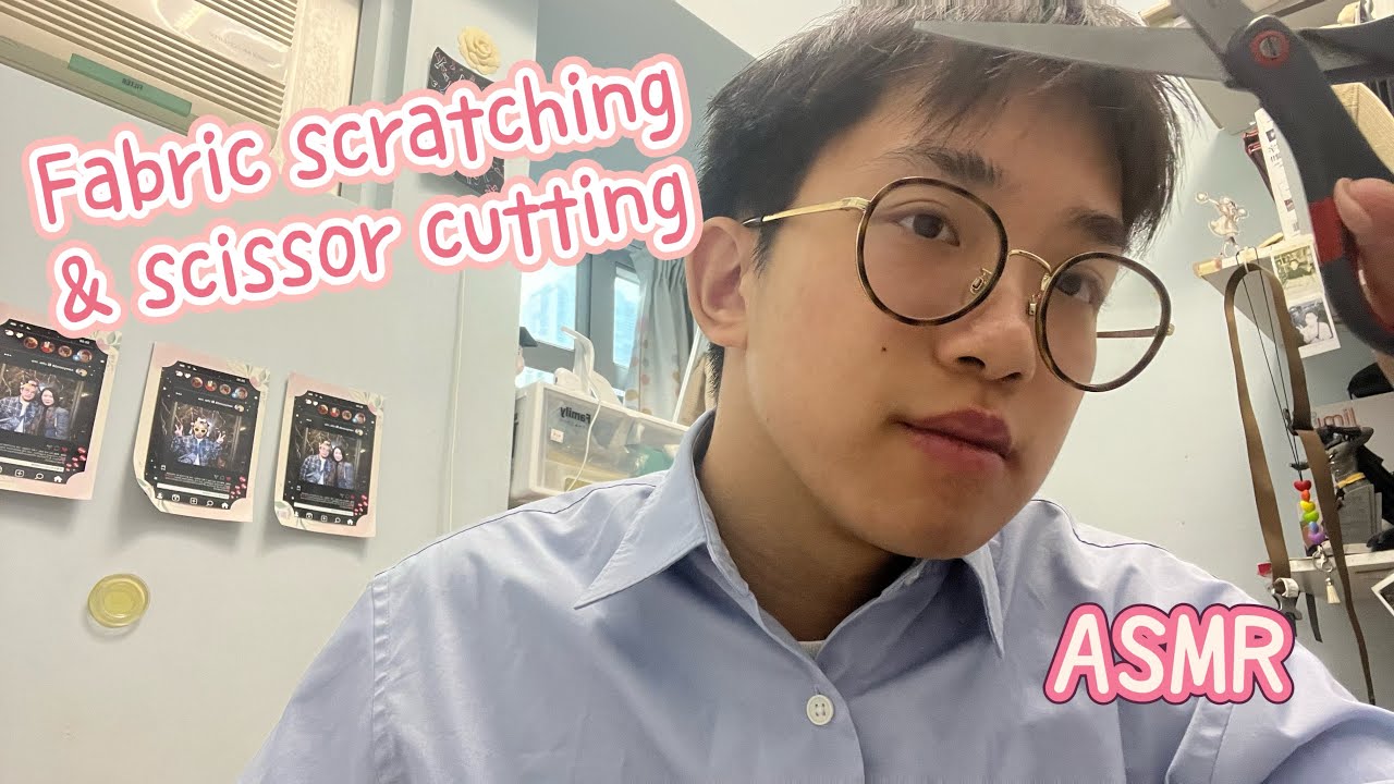 ASMR Fabric Scratching & Cutting sound - With soft spoken