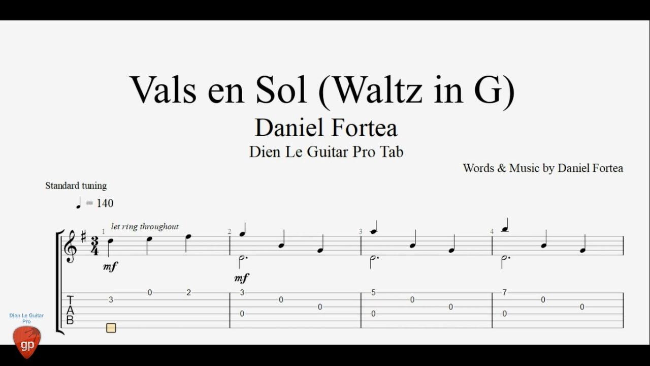 Daniel Fortea - Vals en Sol (Waltz in G) - Guitar Lesson Tabs