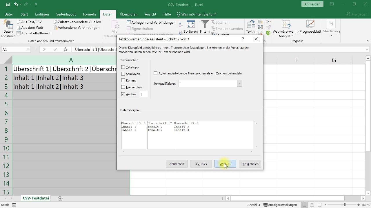 CSV-Datei in Excel importieren und zu Tabelle umwandeln &ndash; Excel-Tutorial